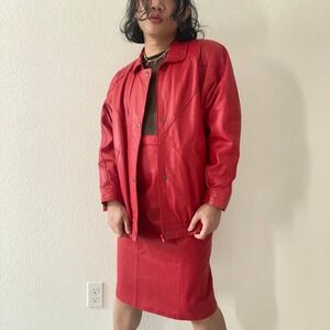Vintage Red Leather Matching Set